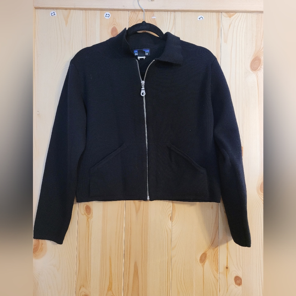 Patagonia W's Au Fait Women's Black Cardigan Sweater Jacket 100% Wool Size M
